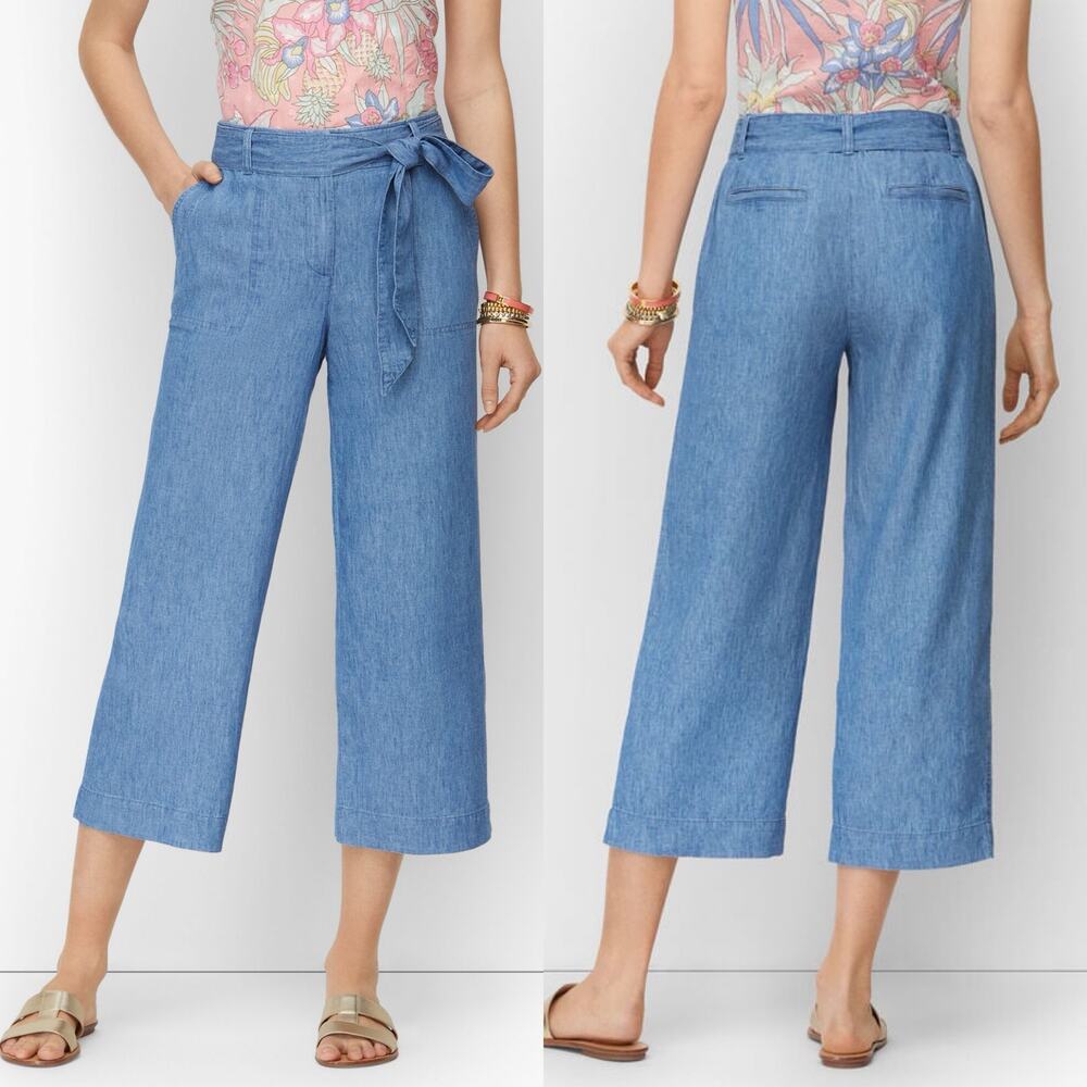 Talbots Linen Chambray The Waist Crop Linen Pants